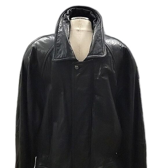 Andrew Marc Soft Black leather Field Jacket - Vintage, drawstring, Men's SZ L - Picture 2 of 15